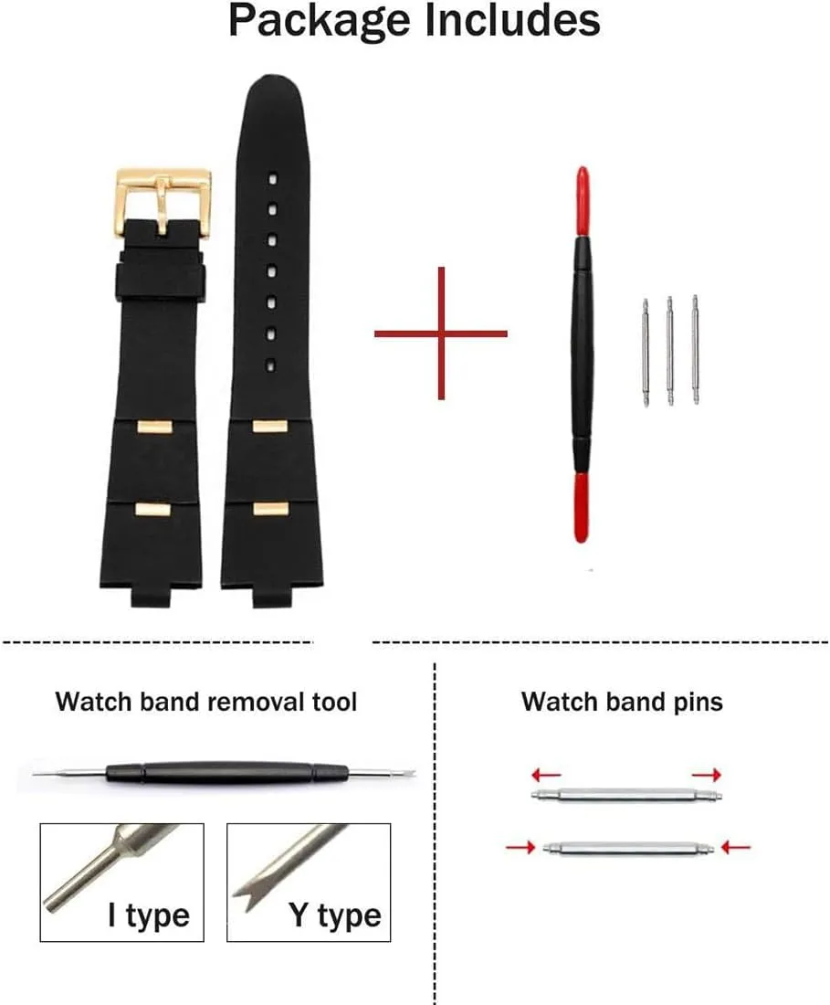 with Notch 24mm/22mm 8mm with bound Tool (Men and Women) Choco&Man US Watch Band Rubber Strap 