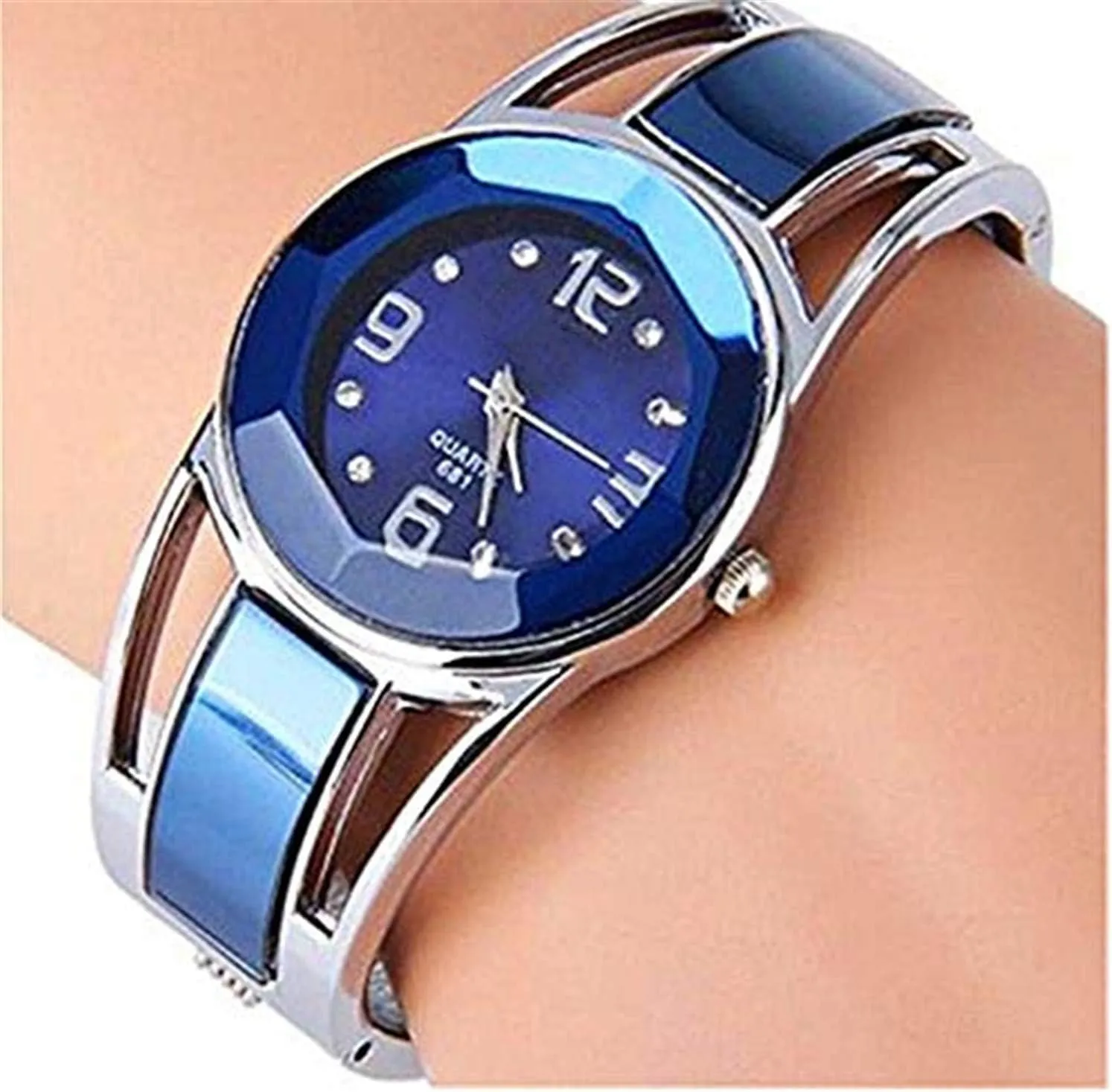 with Rhinestone Round Dial Stainless tethys Steel Band Cuff Watches with Womens Wrist Watch Box ELEOPTION Women Bangle Watch Bracelet Quartz 