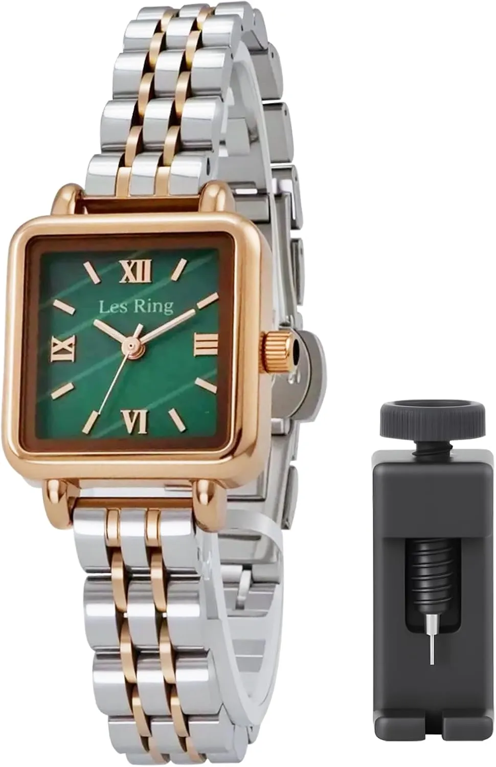 with Roman Numerals, Stainless Steel Case, Small Dainty Fashion Watch Includes court humorous facsimile prospect simulate disgust Tool Women's Gold Luxury Watch Square Analog Quartz Wristwatch 