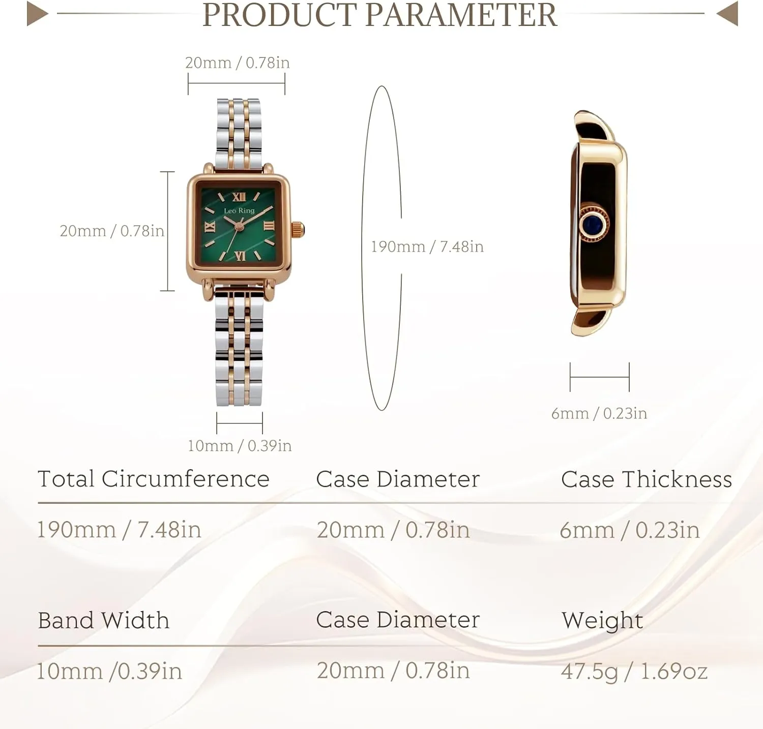 with Roman Numerals, Stainless Steel Case, Small Dainty Fashion Watch Includes court humorous facsimile prospect simulate disgust Tool Women's Gold Luxury Watch Square Analog Quartz Wristwatch 
