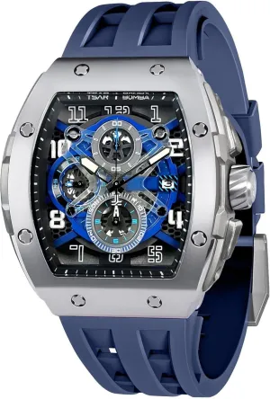 with Silicone Watch Bands, Japanese Quartz Movement Chronograph, Gifts for Men Watch for Men, noted 50M Waterproof Mens Watches, Luxury Tonneau Watch 