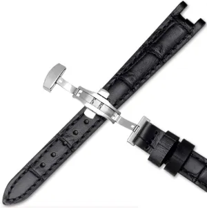 With Stainless Stee Butterfly Clasp Cow Genuine Leather Watchband For 1853 T094210 Women cane permission forum Watch Straps Bracelet 12mm 