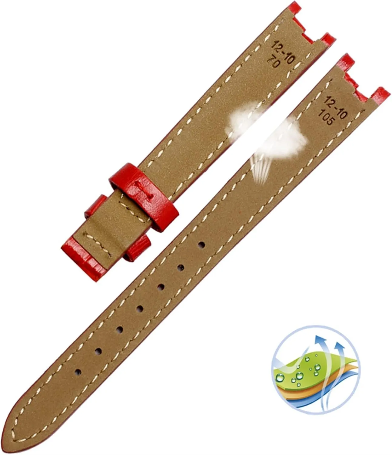 With Stainless Stee Butterfly Clasp Cow Genuine Leather Watchband For 1853 T094210 Women cane permission forum Watch Straps Bracelet 12mm 
