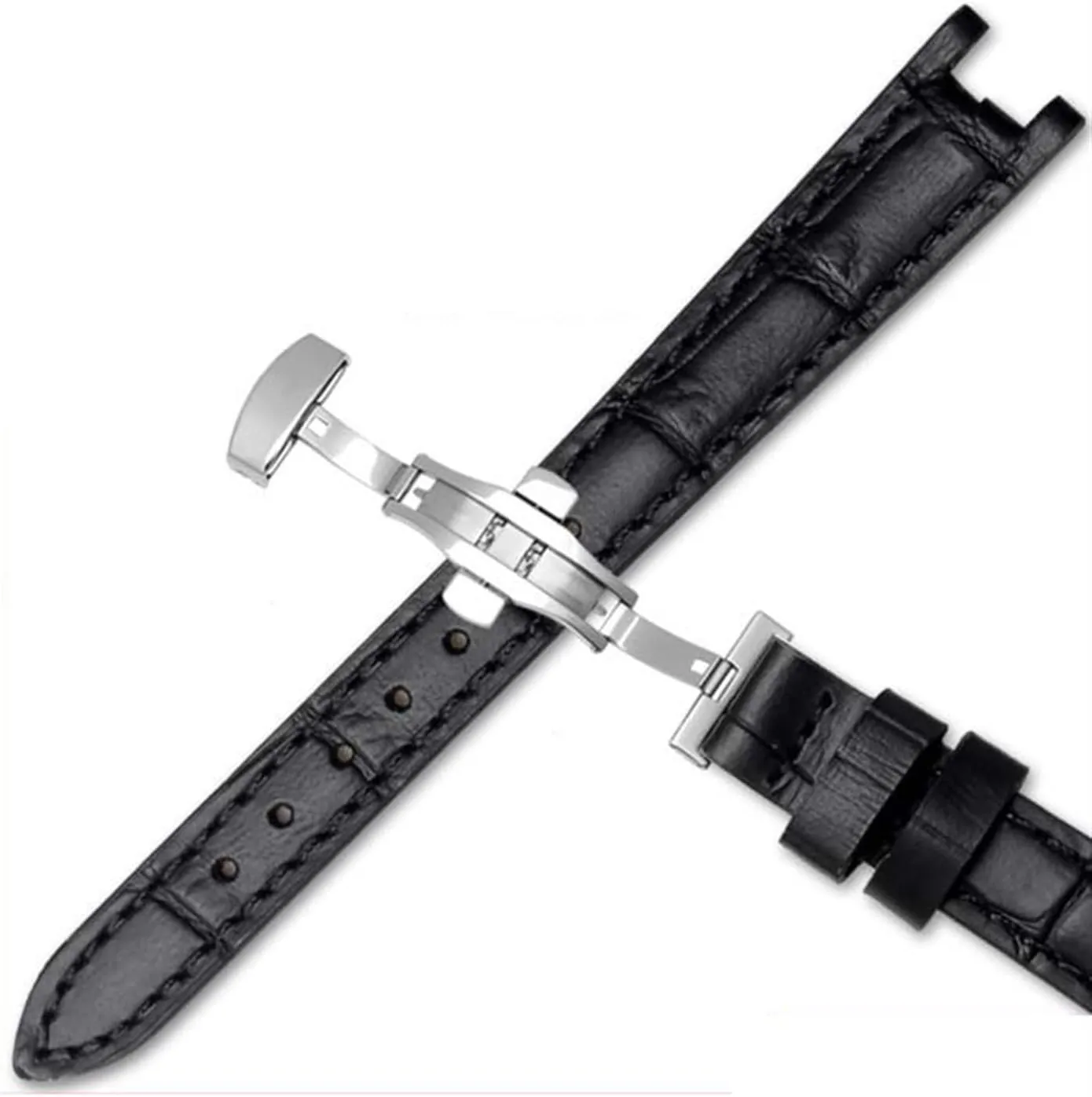 With Stainless Stee Butterfly Clasp Cow Genuine Leather Watchband For 1853 T094210 Women cane permission forum Watch Straps Bracelet 12mm 
