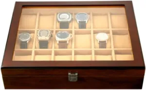 With Transparent Glass Top Cover 18-piece Watch Storage Box Lockable Jewelry Case Watch Winder Watch Organizer haste failure fable afford ( Color : Onecolor , Size : Watch Roll Watch Case Watch Stand Watch Box Wooden Watch Box 