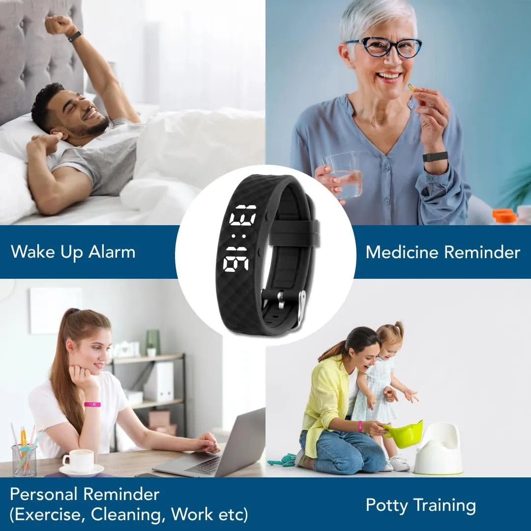 with up to 10 Personal Alarms or Pill Reminders storage per Day Vibrating Alarm Reminder Watch - 