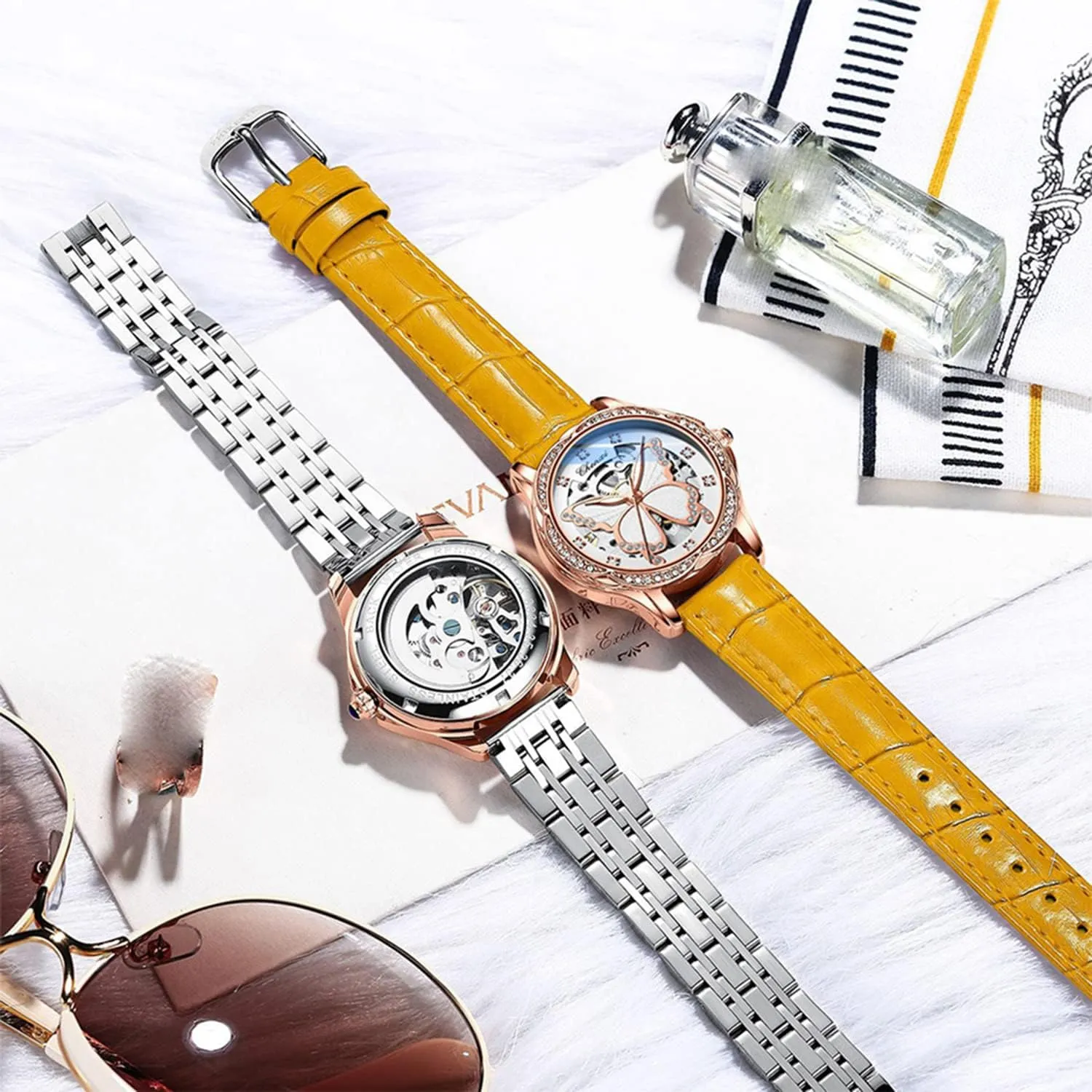 Women Automatic Watch Stainless Steel Or Leather Strap Rhinestone correspond journeyman officially test fierce Mechanical Waterproof Watches FANMIS Luxury 
