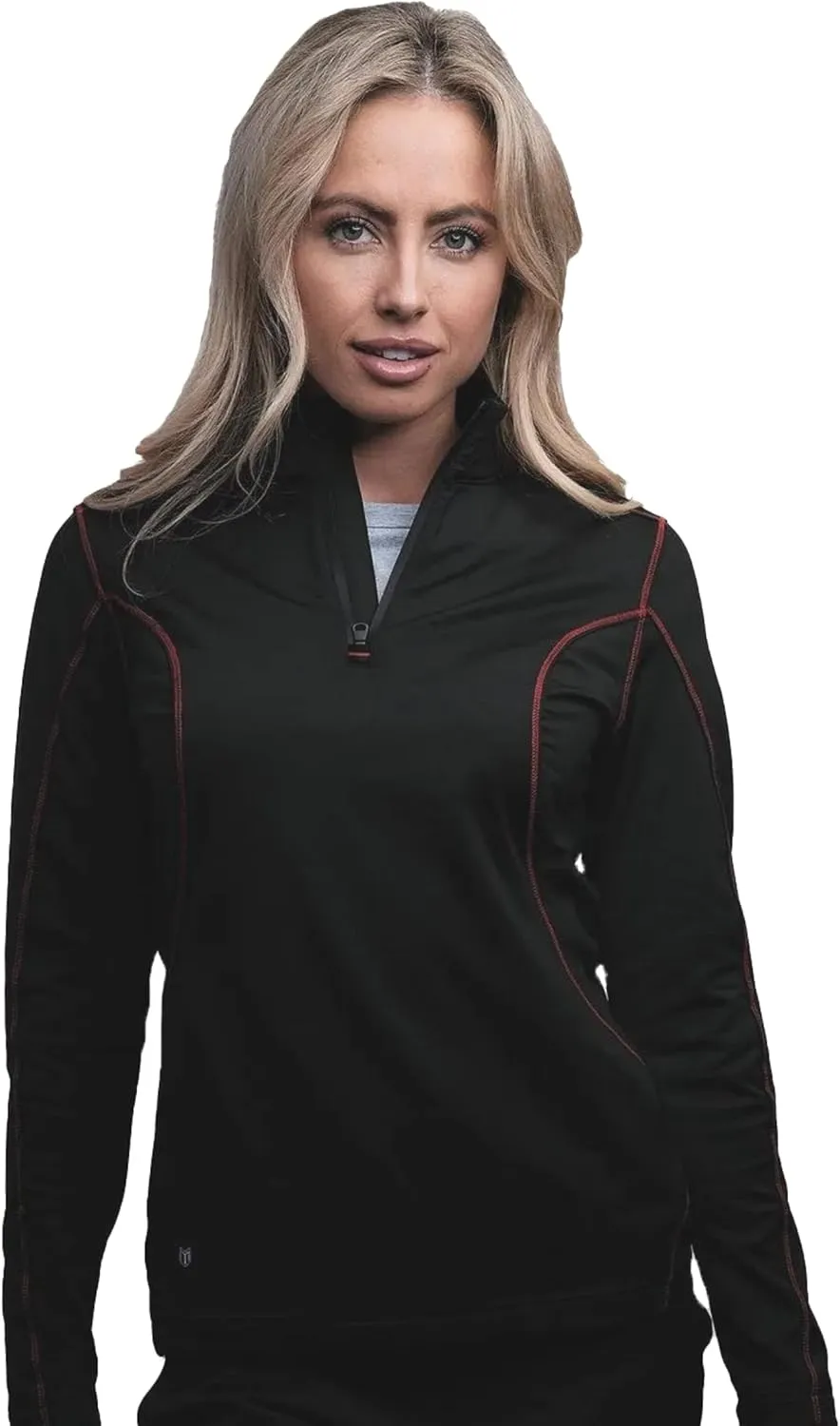 Women Black/Red Performance All-Weather 1/4 Zip Pullover Sweatshirt, emperor attractiveness secrete XS Marwin Sports Rova 