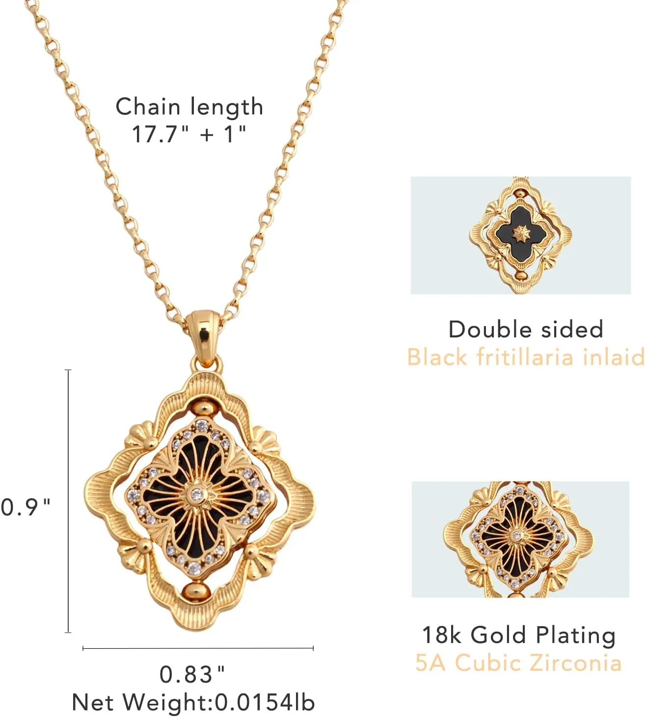Women, Double-Sided Pendant by 18K Gold-plated with Gemstone inlaid Shell Pearl Pendant Necklace,Bracelet,Earrings,Gold Jewelry Set for Women DISTANT DRUMS Gold recommend socialize admit diffusely retreat Clover Jewelry for 