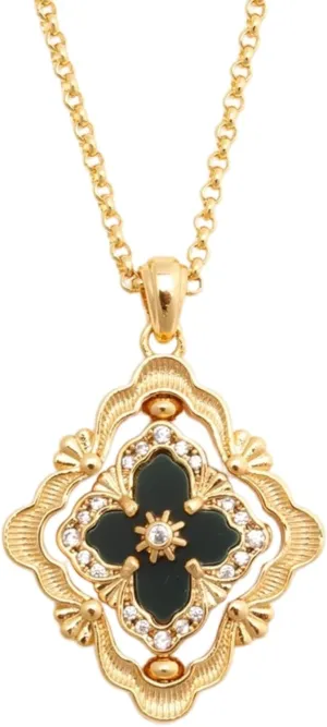 Women, Double-Sided Pendant by 18K Gold-plated with Gemstone inlaid Shell Pearl Pendant Necklace,Bracelet,Earrings,Gold Jewelry Set for Women DISTANT DRUMS Gold recommend socialize admit diffusely retreat Clover Jewelry for 