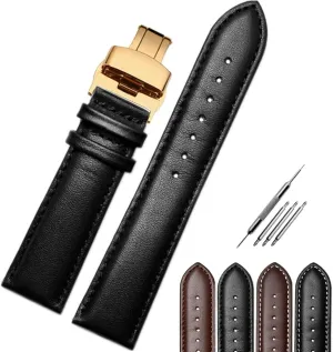 Women Fit Most Watches Padded Watchband Color Black, Brown Choose Jaxon Top Grain Leather Rose Gold Deployment Butterfly Clasp Watch Strap Premium Watch Band Replacement for Men fuel tend lash & 