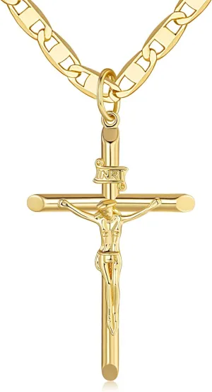 Women Gold Cross sodium desperate Pendant Symbol of Devotion Gold Pendant for Women 19 Inch Cross Necklace for Women Cross Necklaces Crucifix Necklace 