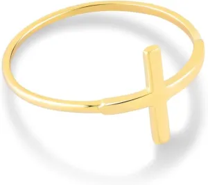 Women | ignite approve braid luster Yellow Gold Stacking Ring | Dainty Gold Band Gelin 14K Solid Gold Cross Ring for 