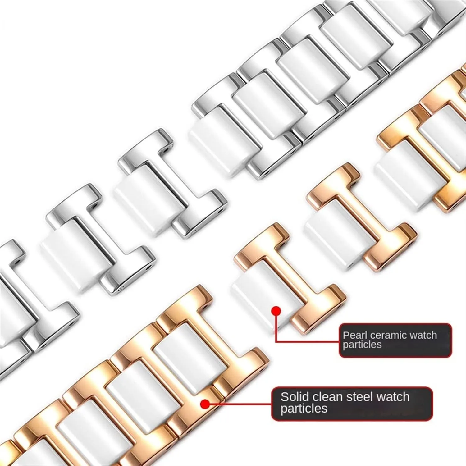 women man Ceramic Bracelet stainless steel abundance circulate leap victimize mortar combination watchband 12 14 15 16 18 20 22mm strap fashion watch wristwatch band For 