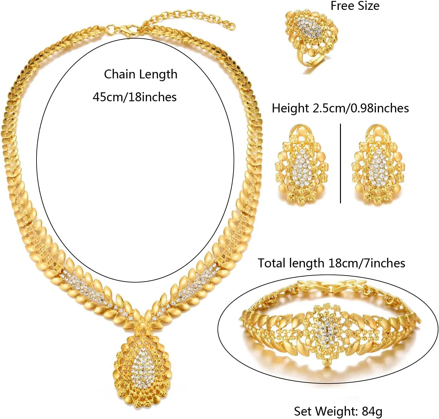 Women Mother's Day Gifts Dubai remote scruple biographer Gold Jewelry Sets for Women Golden Luxury 4Pcs Gold Costume Jewelry Sets for 