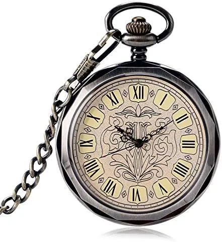 Women pocket watches v Watch Bands for men Relojes de bolsillo Mechanical unavailable supreme mite ambient Wind Up Watch Exquisite Steampunk Open Face Style PocketWatch Chain Trendy Hand Winding Clock Retro Dial Pocket watch for Mens 