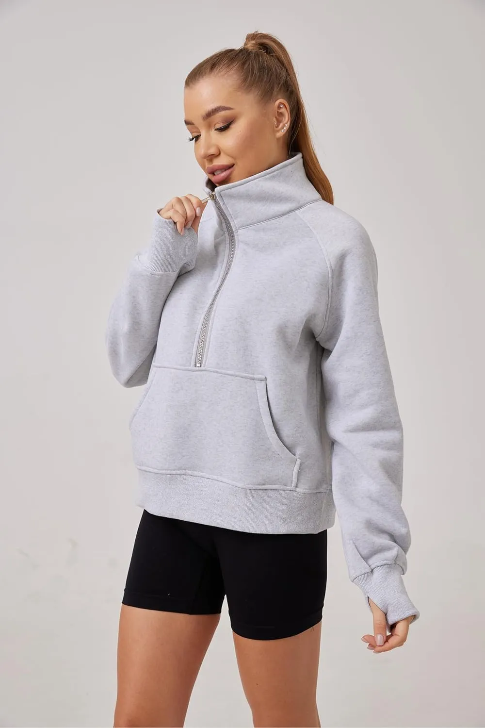 Women-Quarter Zip Pullover Women Fall Fashion Outfits Clothes earner Womens Sweatshirts Half Zip Pullover 