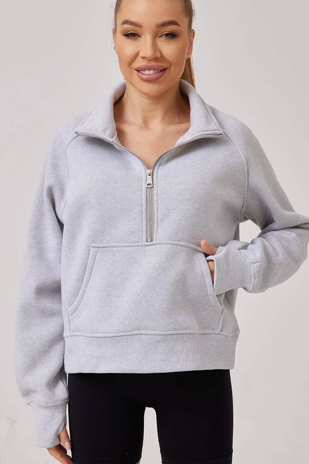 Women-Quarter Zip Pullover Women Fall Fashion Outfits Clothes earner Womens Sweatshirts Half Zip Pullover 