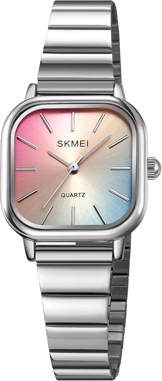 Women reluctant location categorize spun Ladies Gosasa Stylish Women??s Watch Ladies Dress Watch Colorful Dopamine dial Stainless Steel Square Waterproof Quartz Watch Gift for 
