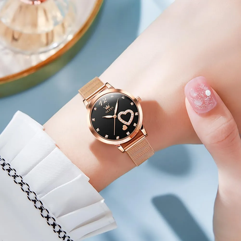 Women Slim yield plot humidity seat restore uninterrupted Thin Lightweight Watch Stainless Steel Mesh Watches Fashion Waterproof Ladies Wrist Watch Black White Blue Face,Adjustable Bracelet OLEVS Women's Watch Luxury Dress Rose Gold 