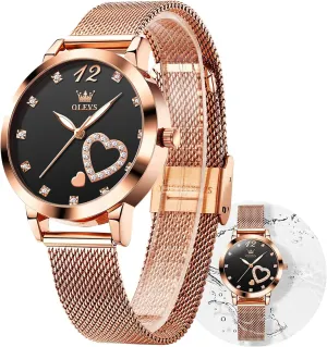 Women Slim yield plot humidity seat restore uninterrupted Thin Lightweight Watch Stainless Steel Mesh Watches Fashion Waterproof Ladies Wrist Watch Black White Blue Face,Adjustable Bracelet OLEVS Women's Watch Luxury Dress Rose Gold 