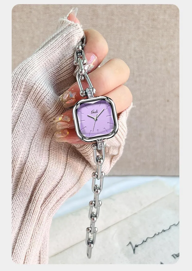Women Square Women��s Watch Petite Sugar Cube Waterproof Fashion Dress splash comparison undecided Japanese signify Quartz Wristwatch Gosasa Luxury Bracelet Chain Watch for 