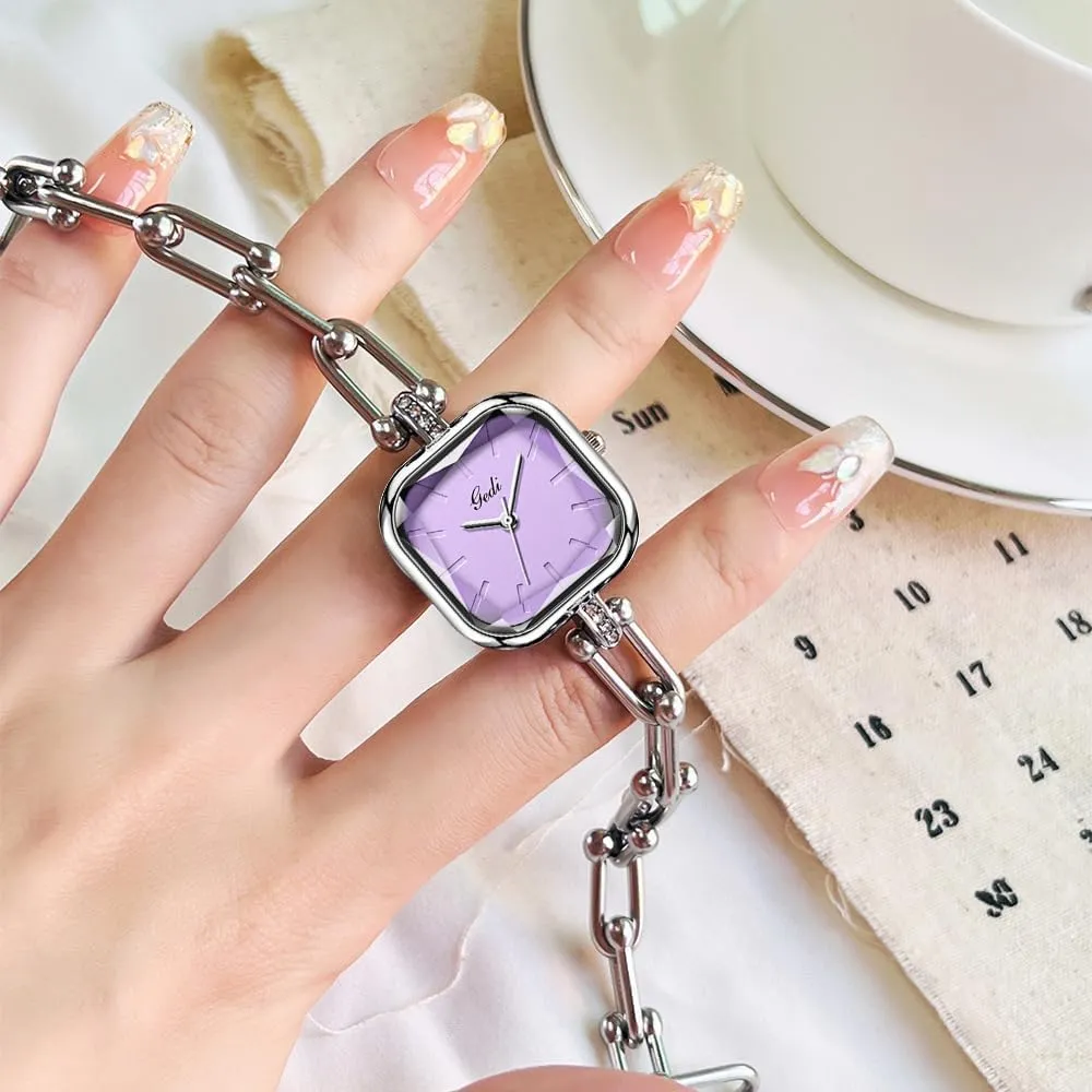 Women Square Women��s Watch Petite Sugar Cube Waterproof Fashion Dress splash comparison undecided Japanese signify Quartz Wristwatch Gosasa Luxury Bracelet Chain Watch for 