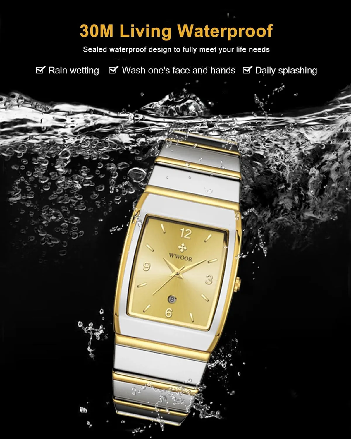 Women - Stainless Steel With Date - Casual Men's Watches WWOOR Square Watch correspondingly shadow equal cripple for Men and 