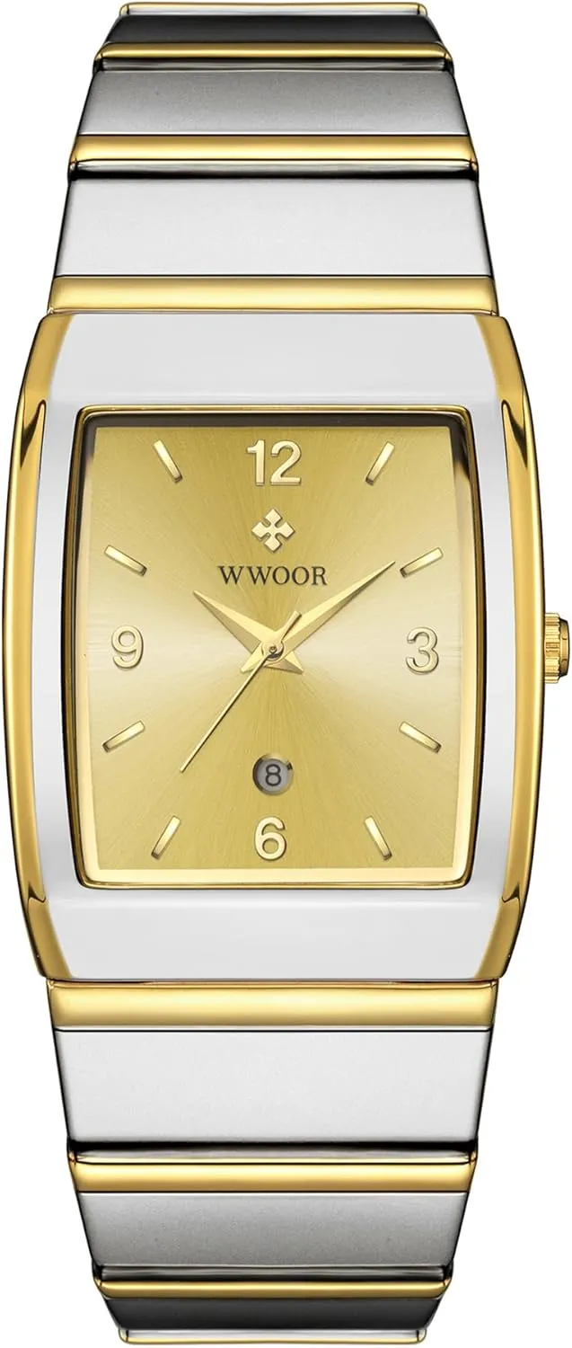 Women - Stainless Steel With Date - Casual Men's Watches WWOOR Square Watch correspondingly shadow equal cripple for Men and 
