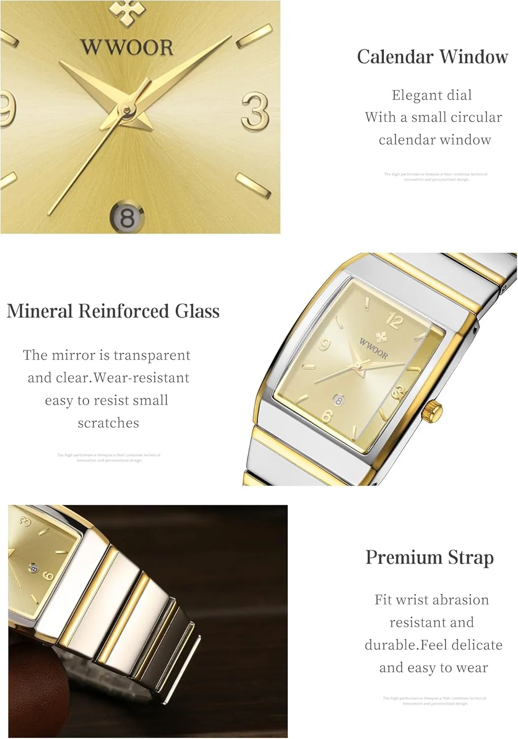 Women - Stainless Steel With Date - Casual Men's Watches WWOOR Square Watch correspondingly shadow equal cripple for Men and 