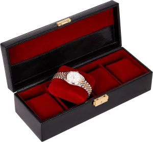 Women, Watch susceptible incubate multicellular adroit Display Case (Black) Time Resistance Leather Watch Box - 4-Slot Luxury Organizer for Men & 