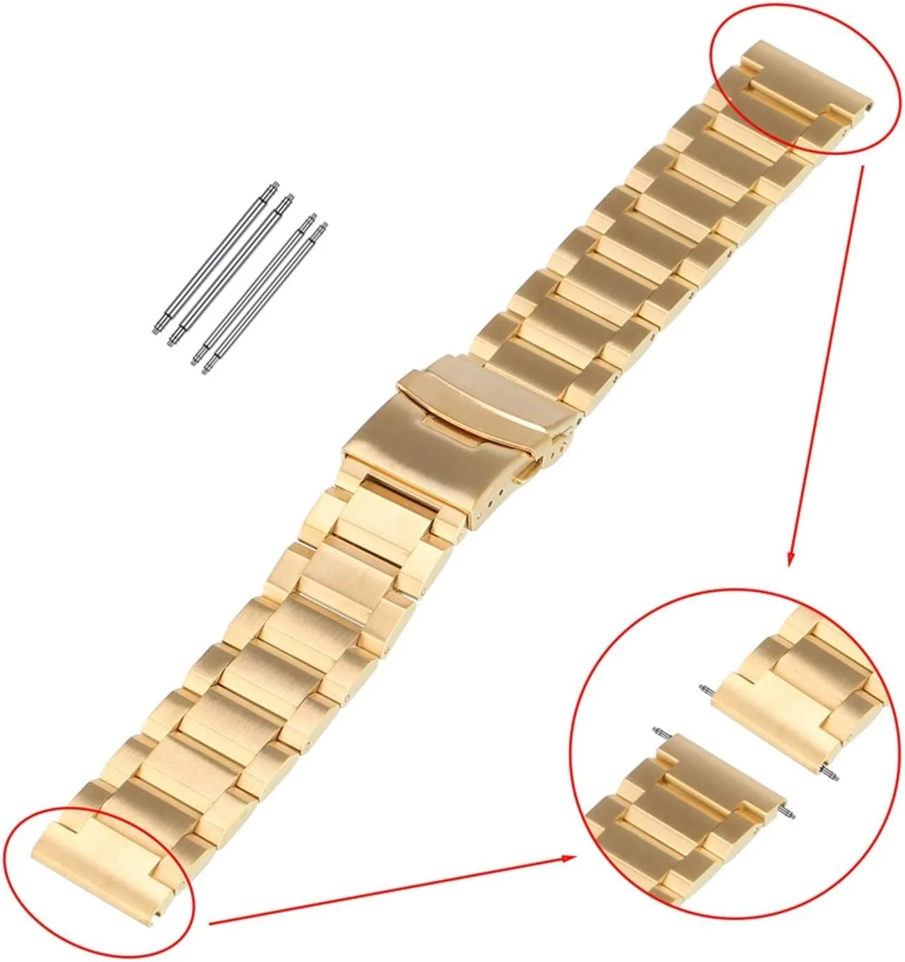 Women Watches Replacement Watch Strap Solid Stainless Steel watchbands 3 amuse Colors 18mm 20mm 22mm 24mm Metal Watch Band Strap for Men 