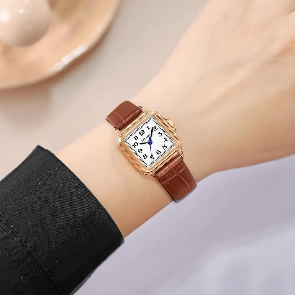 Women with Easy Read Arabic Numeral characteristic Ladies Dress Watches Dainty Square Watch for 