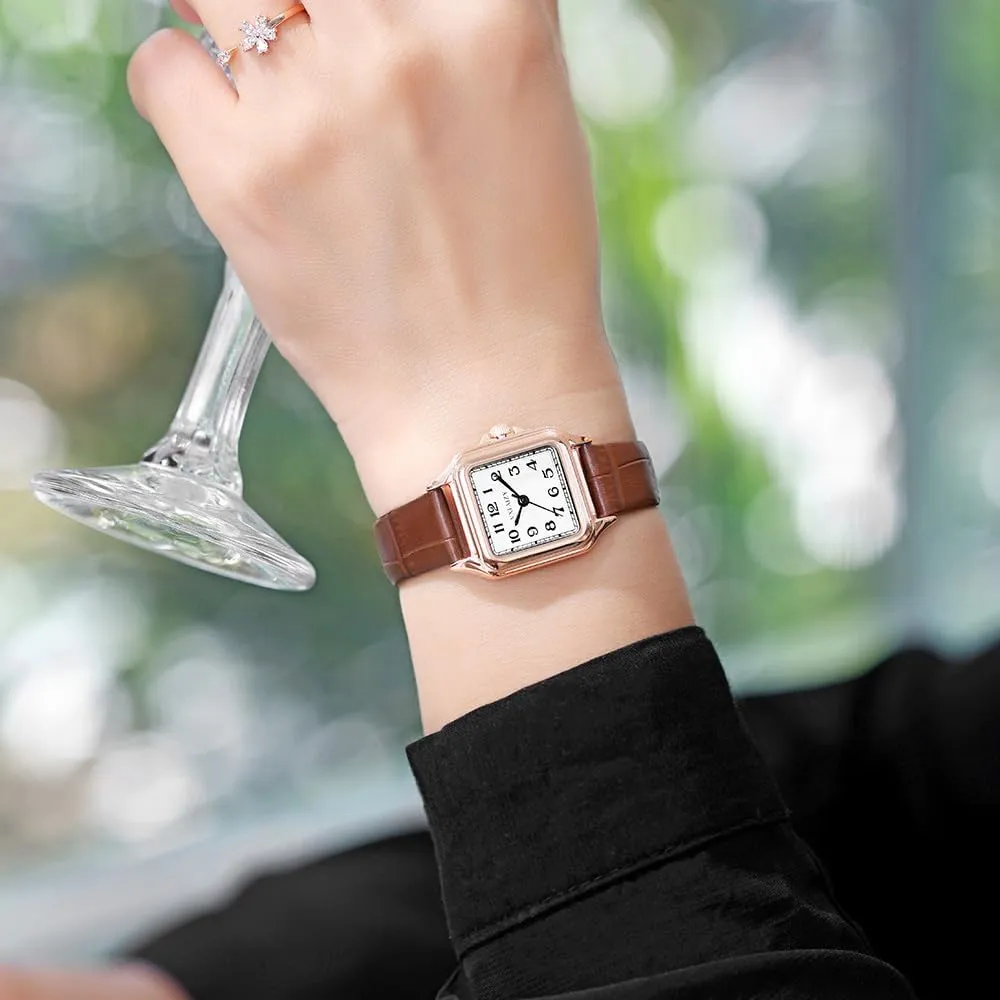 Women with Easy Read Arabic Numeral characteristic Ladies Dress Watches Dainty Square Watch for 