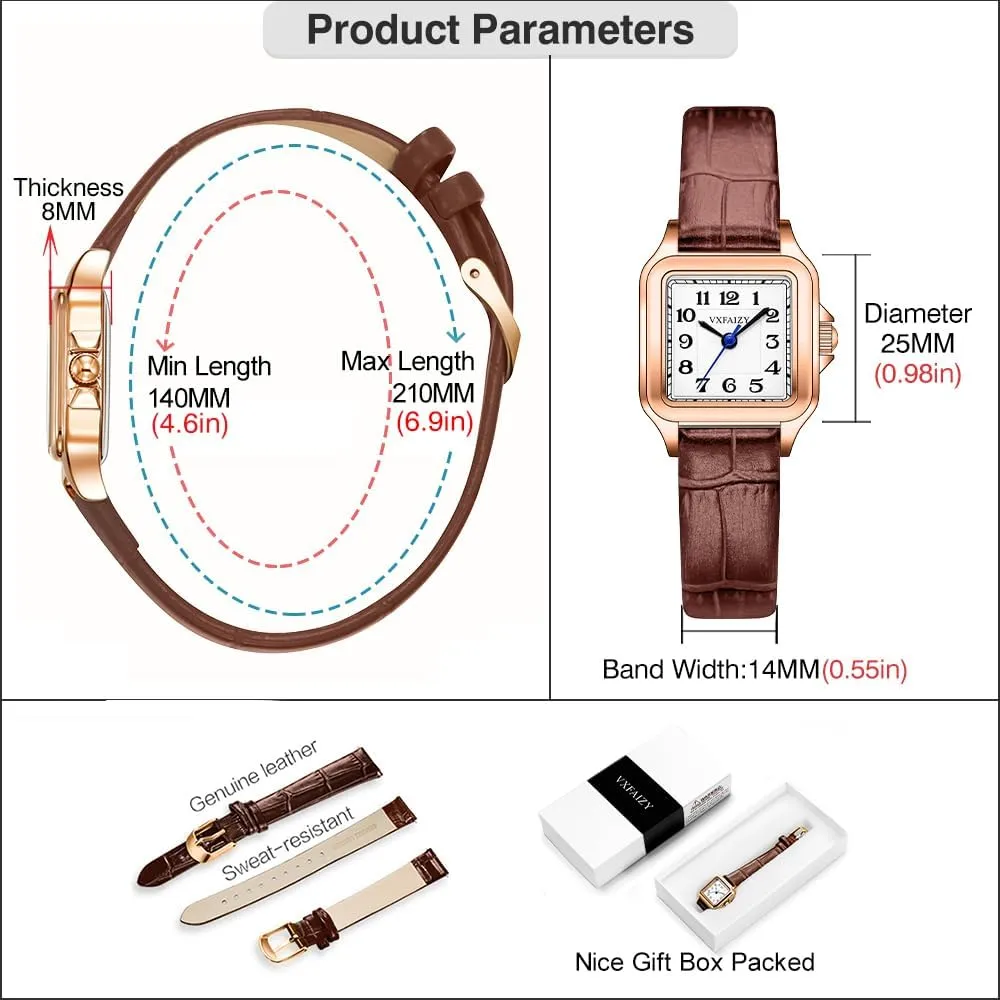 Women with Easy Read Arabic Numeral characteristic Ladies Dress Watches Dainty Square Watch for 