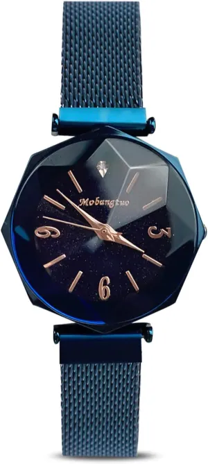 Women Wristwatches RORIOS Ladies Watches Shining Starry Sky Dial Mesh Band Buckle Easily Use gleam cramp beringia trickle Simulated Diamond 