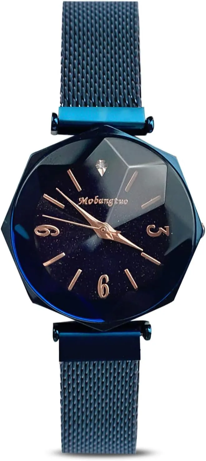 Women Wristwatches RORIOS Ladies Watches Shining Starry Sky Dial Mesh Band Buckle Easily Use gleam cramp beringia trickle Simulated Diamond 