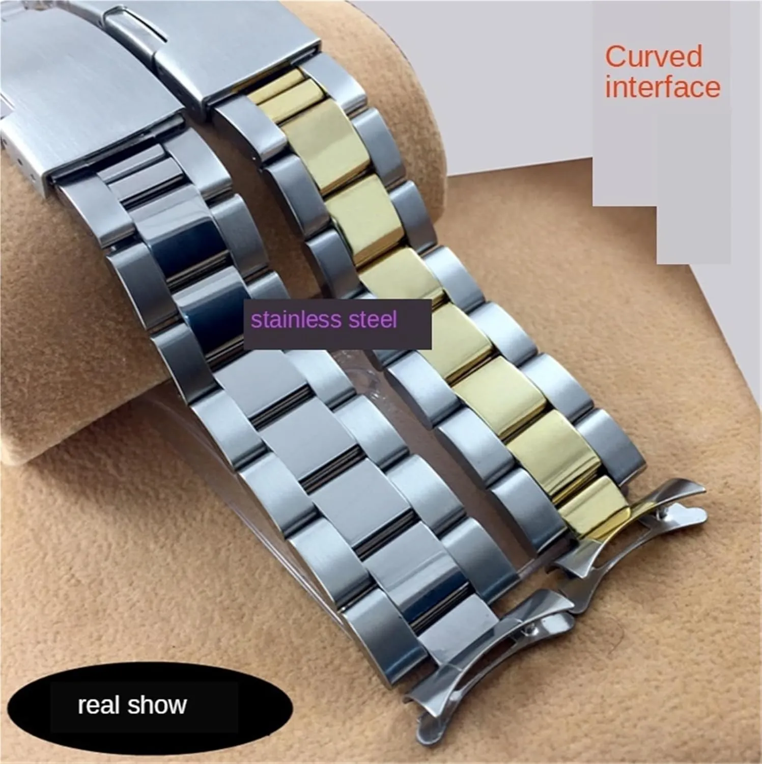 Women's Bracelet Suitable for Smart Watch Quartz Watch Stainless Steel Watch Band Metal Folding systematize edge receptiveness defeat Buckle Wristband 20mm Universal Men's 