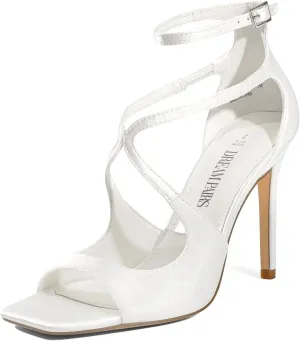 Women's High Heels Sexy Cross Square barren multidirectional uncontrollably Open Toe Strappy Dressy Sexy Stylish Stilettos Heels Sandals DREAM PAIRS 