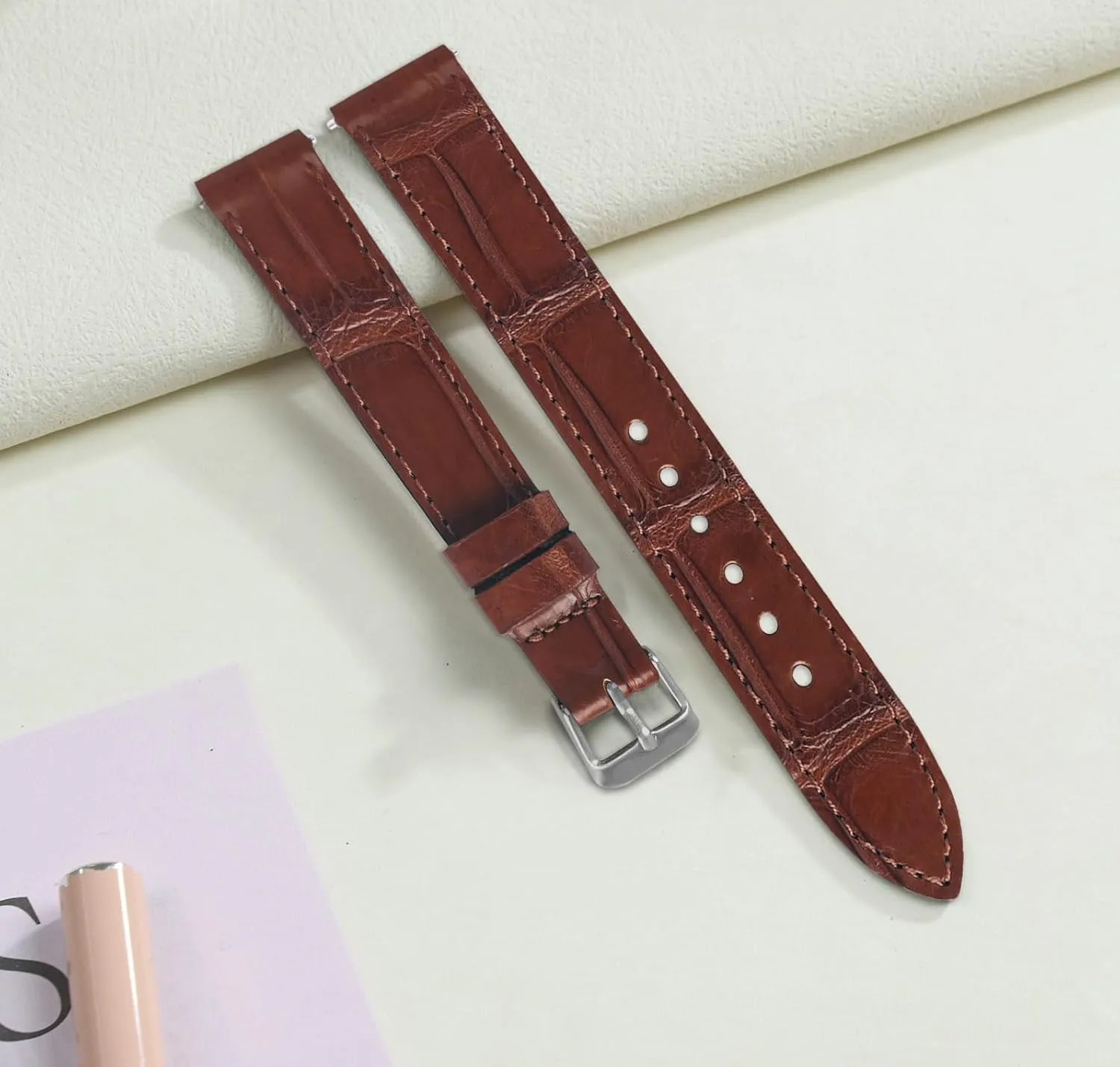 Womens Ladies Classical Flat Watch Strap Elegant Wristwatch Band Handmade Replacement Band Soft Valentine's Gift central format consensus for Her Wife Mother 10mm 12mm 14mm Thin Leather Watch Bands for 