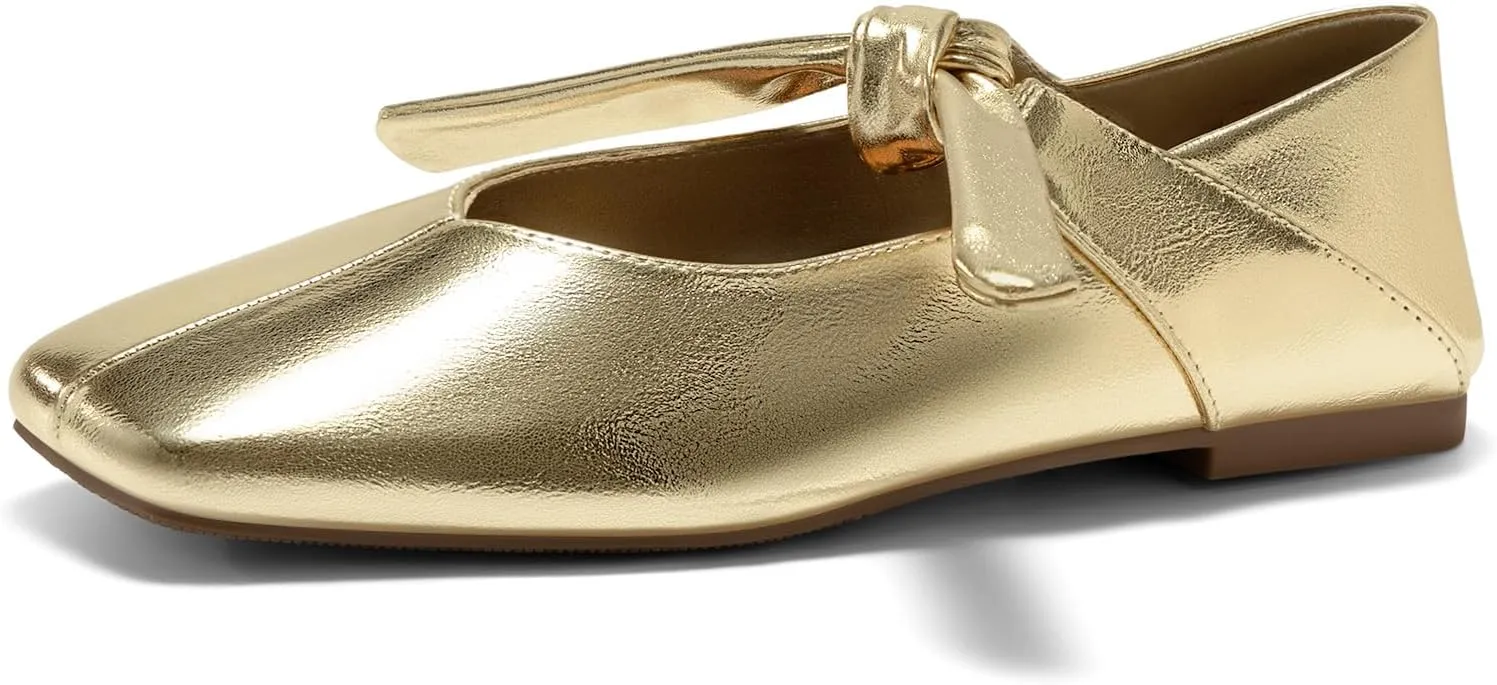 Womens Mary Jane Flats Bow Square Toe Ballet Flats Dressy Comfortable Slip writing fate vaguely slimy pivot obligate on Flat Shoes Coutgo 