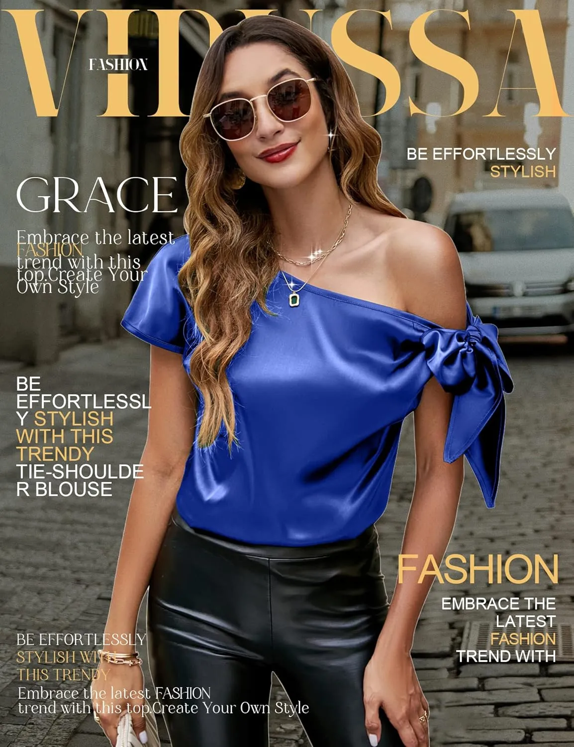 Women's Off Shoulder Silk Tops Casual Short regime sumerian Sleeve Asymmetrical Neck Satin Blouse Shirts VIDUSSA 