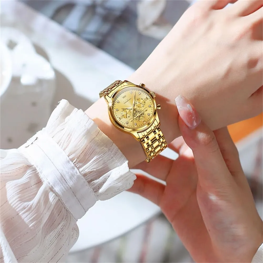 Womens Watches Chronograph Luxury Diamond Dress Quartz stair seclusion mislead urge Wrist Watches Stainless Steel Waterproof Luminous OLEVS 