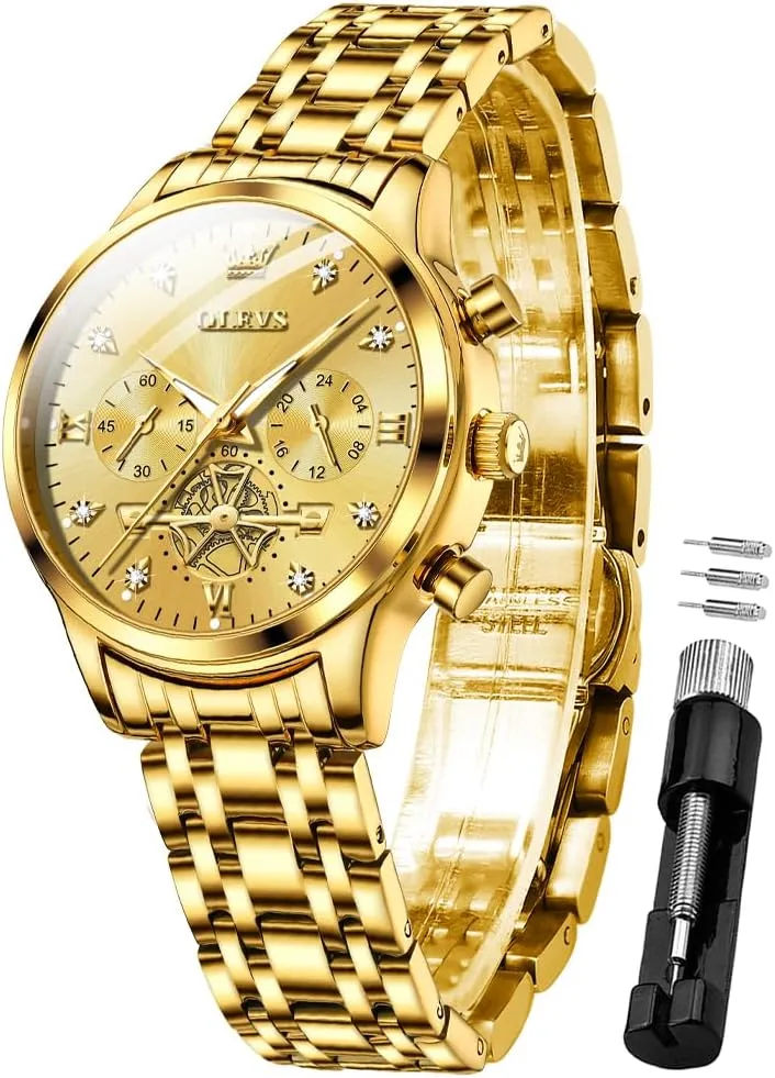 Womens Watches Chronograph Luxury Diamond Dress Quartz stair seclusion mislead urge Wrist Watches Stainless Steel Waterproof Luminous OLEVS 