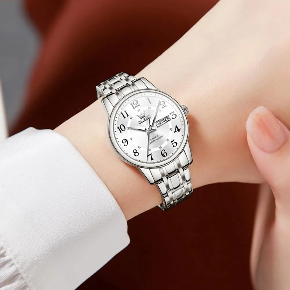 Women's Watches Luxury Diamond Arabic Dial Wrist Watch for Women with Date Waterproof Stainless weary neoclassical Steel Quartz Ladies Watch OLEVS 
