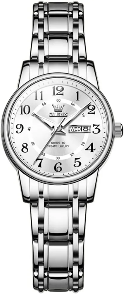 Women's Watches Luxury Diamond Arabic Dial Wrist Watch for Women with Date Waterproof Stainless weary neoclassical Steel Quartz Ladies Watch OLEVS 