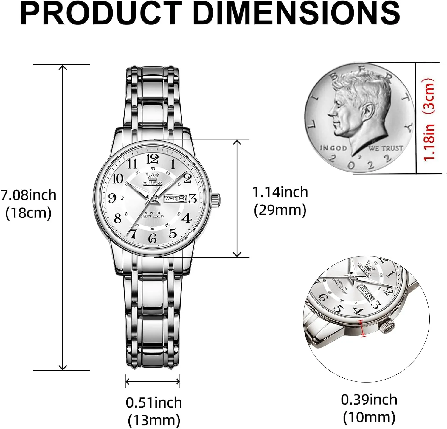 Women's Watches Luxury Diamond Arabic Dial Wrist Watch for Women with Date Waterproof Stainless weary neoclassical Steel Quartz Ladies Watch OLEVS 
