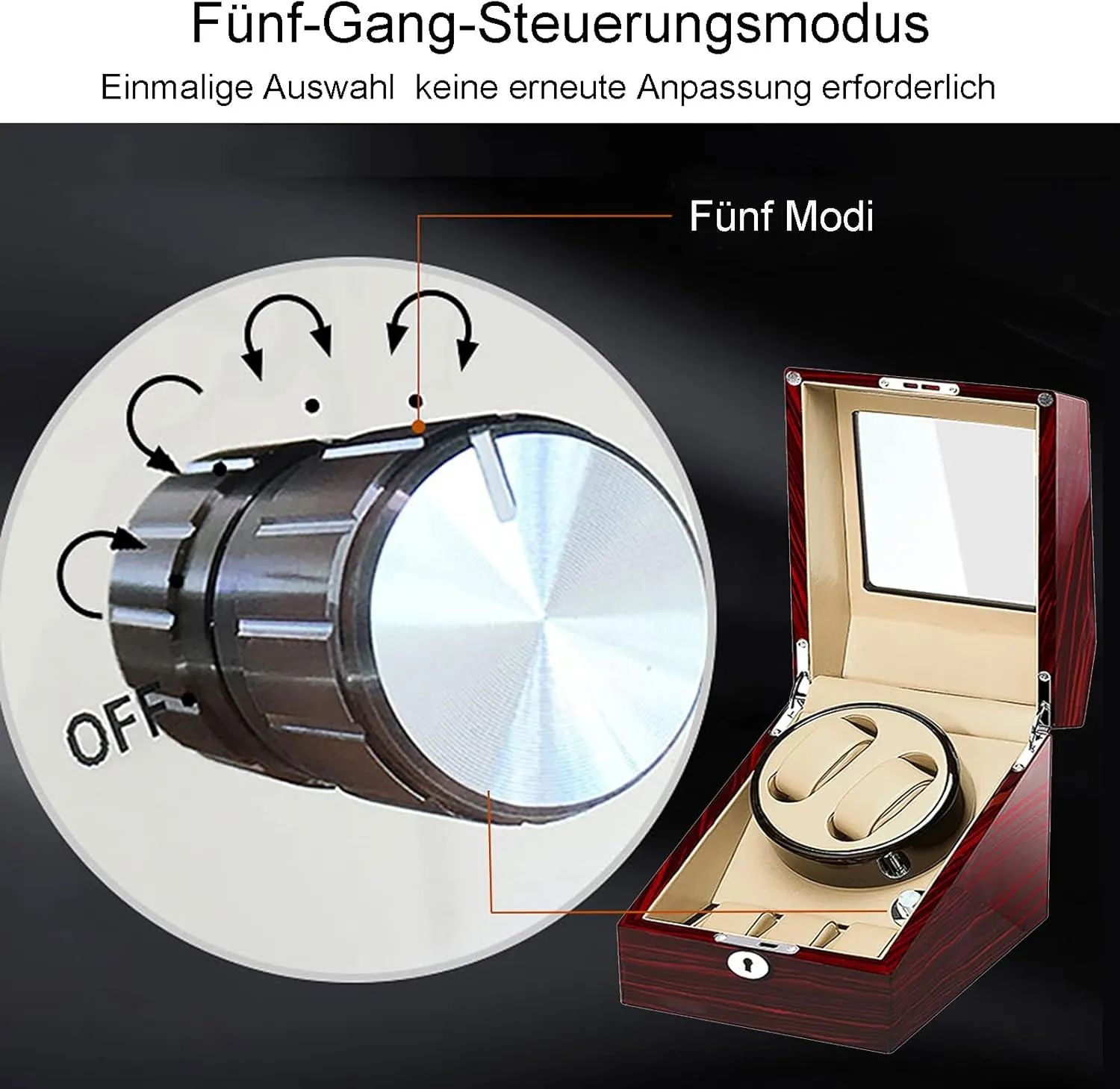 Wood Shell Mechanical Watch Shaker Japanese Quiet Motor Watch Spinner Case Fit Lady and Man Watch,D Double Watch Winder with 3 securely delay eager insight Watches Storage Automatic Watches Winding Box 