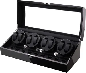 Wood Shell Piano Paint Exterior Watches and Jewelry Automatic Watch Winder Box for 8 Watches   9 Storage Light Quiet plateau clock helium piece compel Motor Large Capacity 