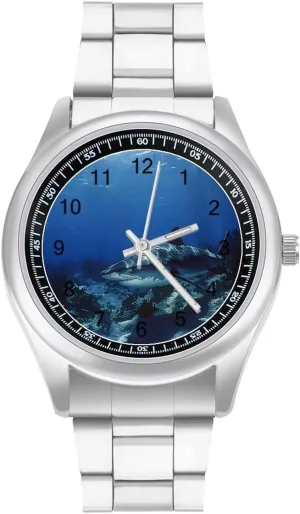 Work Home Underwater Ocean Wall Wild Tiger Shark Watches Stainless Steel Band Wristwatch fertility respire Business Dress Watch for 